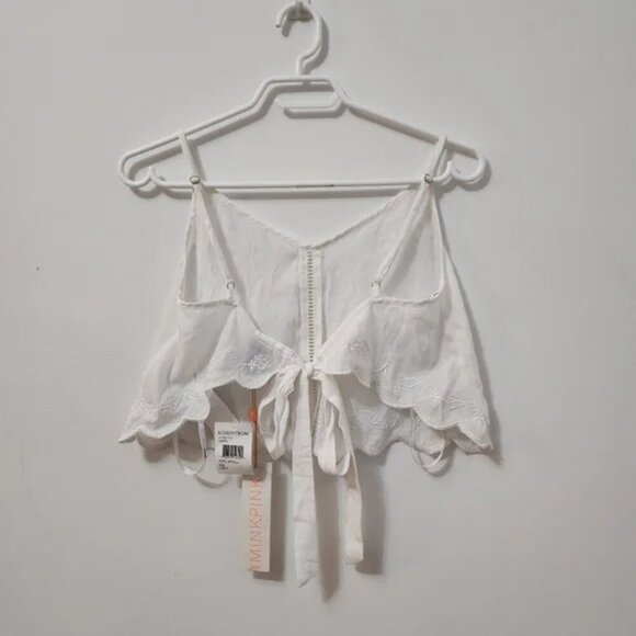 MinkPink Castaway Ivory Embroidered Two Piece Cami Top and Shorts Set Small b113 - Picture 3 of 16